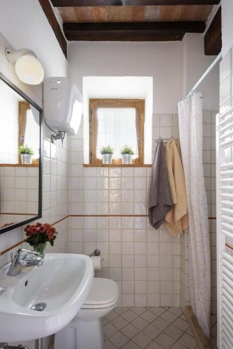 a bathroom with a sink and a toilet at In Toscana Camere in Monticchiello