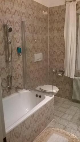 a bathroom with a bath tub and a toilet at Hotel Alte Post in Wangen im Allgäu