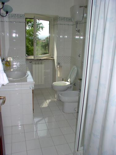 a white bathroom with a toilet and a sink at I Tulipani Olandesi in Zepponami
