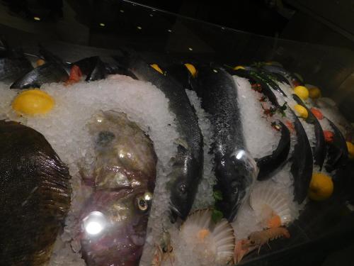 a bunch of fish on a shelf with snow at Palace Hotel & SPA La CONCHIGLIA D' ORO in Vicenza