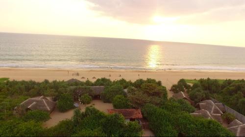 an aerial view of a beach and the ocean at Jungle Beach Ahungalla in Ahungalla