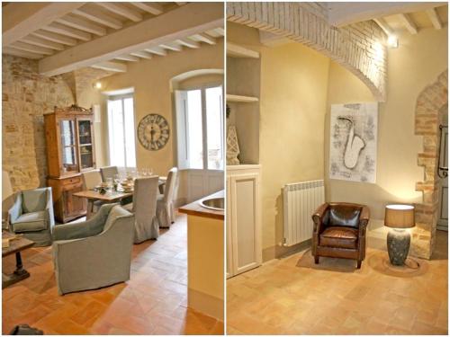 two pictures of a living room and a dining room at Il Rifugio dell' Artista in Todi