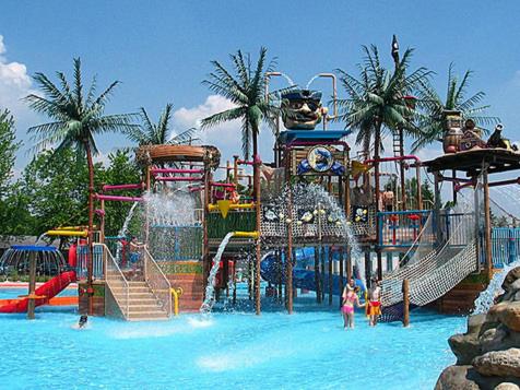 a water park with a bunch of slides and a water park at Cozy Cabin in Čatež ob Savi