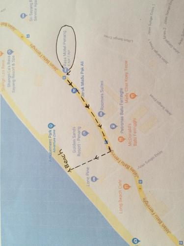a close up of a map at Rasa Motel in Batu Ferringhi
