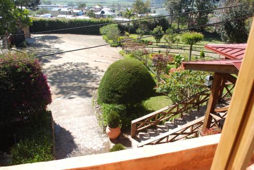 a view of a garden with a bush at Hotel Rancho Constanza & Cabañas de la Montaña in Constanza