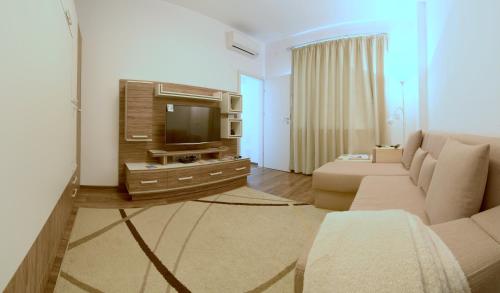 ソフィアにあるSunshine Sofiaのソファとテレビのあるリビングルーム