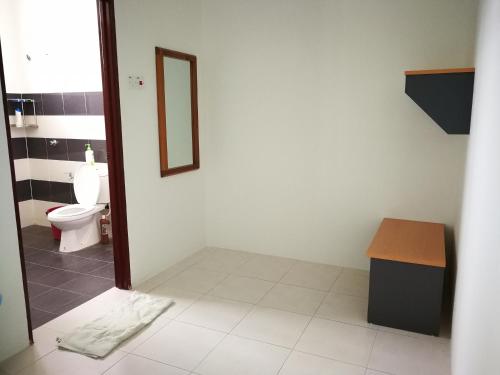 a bathroom with a toilet and a mirror at Greenery Garden Concept Homestay in Kuantan