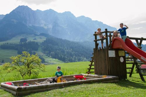 a group of children playing on a playground at Hotel Wildauerhof in Walchsee