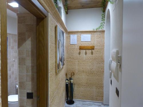 a bathroom with a walk in shower and a toilet at LAS CATEDRALES De SALAMANCA in Salamanca