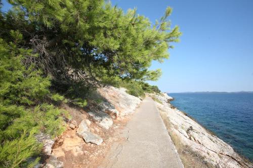 a path on a cliff next to the ocean at Hotel Sali in Sali