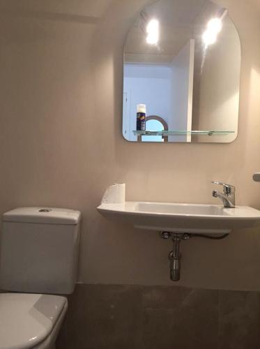 ロンダにあるDa Vinci Portichuelosのバスルーム(トイレ、洗面台、鏡付)