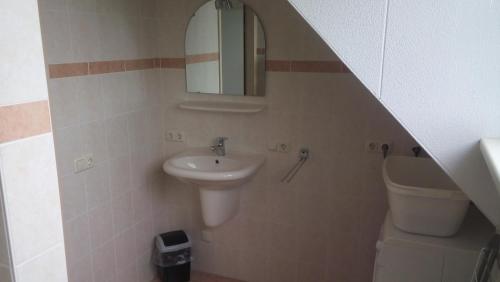 a bathroom with a sink and a toilet at Uut in Thuus in Buren