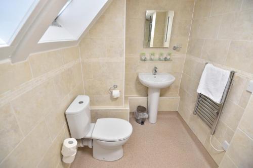 a bathroom with a toilet and a sink at The Royal Victoria and Bull Hotel in Dartford