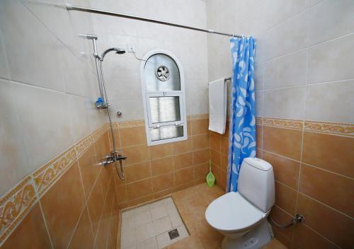a bathroom with a toilet and a shower at Muscat International Hotel in Muscat