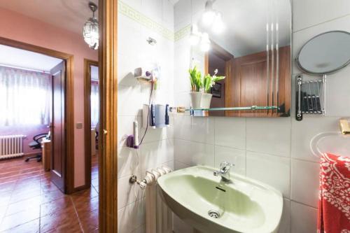 マドリードにあるVivienda Familiar con Jardin junto a Ifemaの洗面台と鏡のあるバスルーム