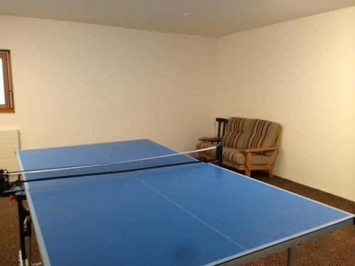 ポントレジーナにあるChesa Pitz Alv - Pontresinaの- 椅子付きのお部屋内の青い卓球台