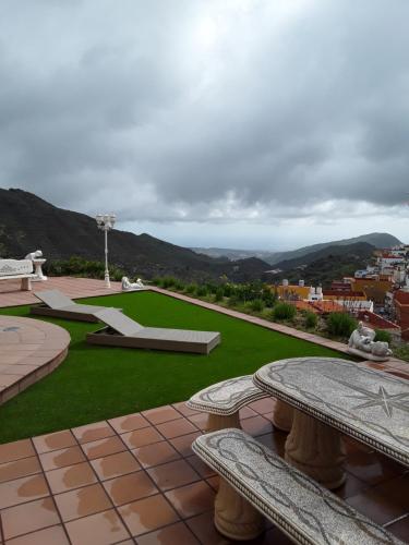 a view of a park with benches and a skate park at Holiday Home Hemi in Valsequillo