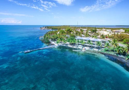 an aerial view of a resort in the ocean at Lime Tree Bay Resort in Islamorada