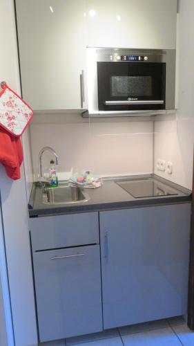 Kuchyň nebo kuchyňský kout v ubytování Ferienwohnung Freitag