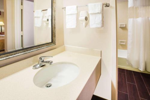 a bathroom with a white sink and a mirror at Baymont by Wyndham Mobile/ I-65 in Mobile