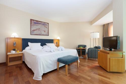 馬塔羅的住宿－馬塔羅奎它URH酒店，一间酒店客房,配有一张床和一台电视