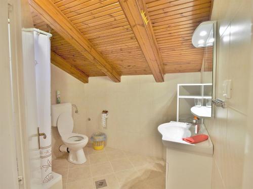 a bathroom with a toilet and a sink at Apartments Ljubica in Barbat na Rabu