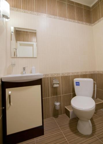 a bathroom with a toilet and a sink at Hotel Villa Natali in Chişinău
