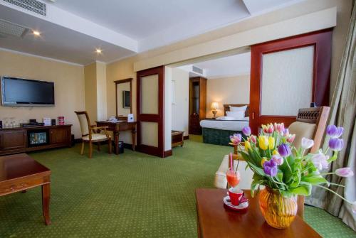 TV o dispositivi per l'intrattenimento presso Hotel HP Tower One Brasov