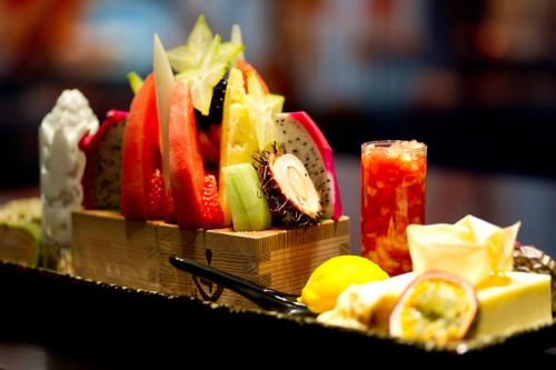 a bunch of different types of food on a table at Park Plaza Leeds in Leeds