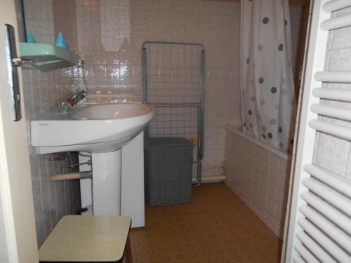 a bathroom with a sink and a shower at Appartement tout confort in Argelès-Gazost