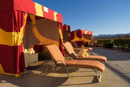 a row of chairs sitting under a tent at Golden Nugget Laughlin in Laughlin