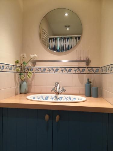a bathroom with a sink and a mirror at Het Buitengebied in Empe