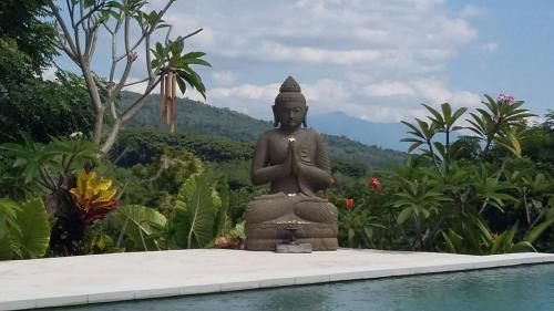 a large statue sitting next to a pool at Lovina Paradise in Lovina
