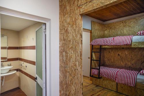 Buff Hostel Tirana tesisinde bir ranza yatağı veya ranza yatakları