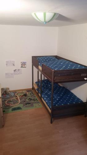 two bunk beds in a room with a rug at Ferienwohnung Kieble in Ichenhausen