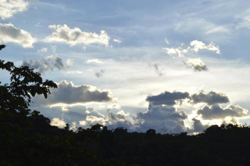 a cloudy sky with trees in the foreground at Soñarte Reserva Natural in Córdoba