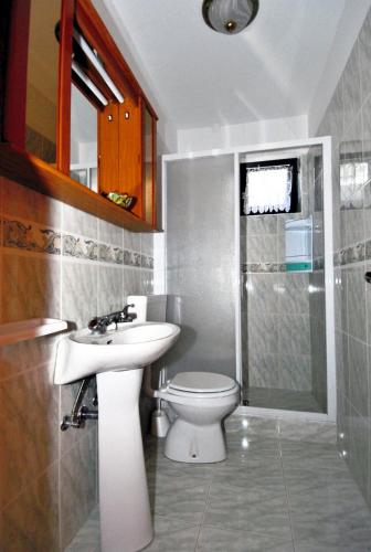 a bathroom with a toilet and a sink at Apartments Marko Novigrad in Novigrad Istria
