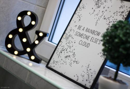 a sign that reads if a rainbows someone else end at ClickTheFlat Żurawia Street Apart Rooms in Warsaw