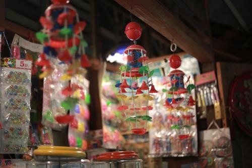 a store with christmas trees made out of plastic bottles at Phranakorn-Nornlen in Bangkok
