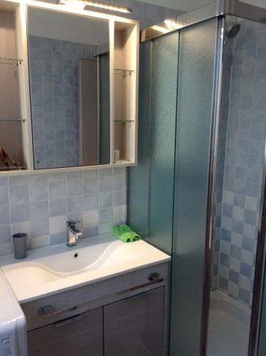 ein Bad mit einem Waschbecken und einer Dusche in der Unterkunft Marty & Gio in Bardolino