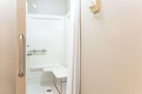 a bathroom with a sink and a white toilet at Days Inn by Wyndham Forest in Forest