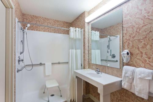 Wynne的住宿－Days Inn & Suites by Wyndham Wynne，一间带水槽和淋浴的浴室