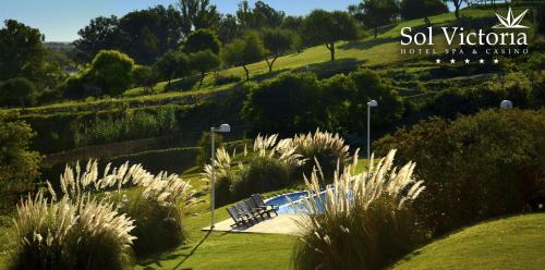a swimming pool in a garden with grass and plants at Sol Victoria Hotel SPA & Casino in Victoria