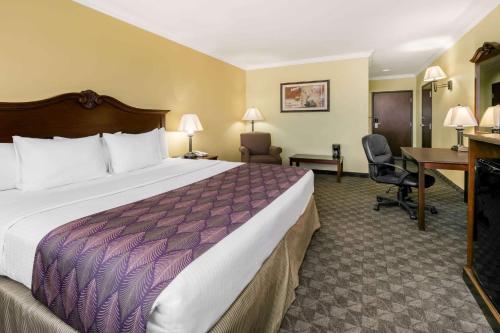 Salado的住宿－薩拉多戴斯酒店，酒店客房设有一张大床和一张书桌。