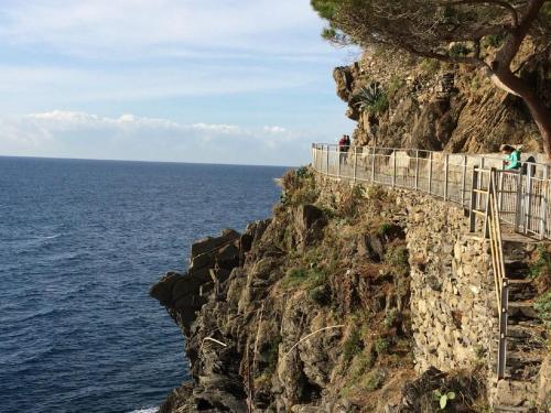 a path on a cliff next to the ocean at Terrazza in Manarola