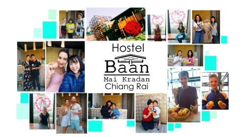 a collage of pictures of people and families at Baan Mai Kradan Hostel Chiang Rai in Chiang Rai