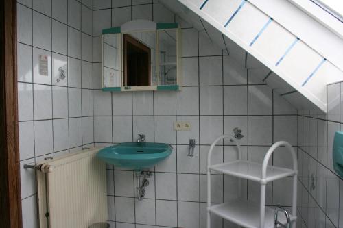 een badkamer met een wastafel en een spiegel bij Location PanoramaGreen in Burg-Reuland