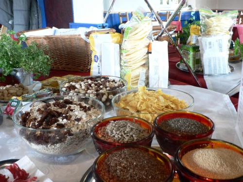 a table topped with bowls of food on a table at Pension Miltom in České Budějovice