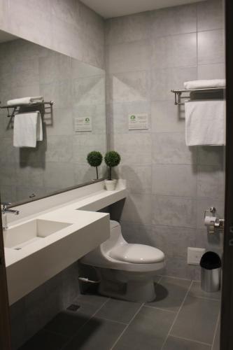 Ett badrum på Hotel Sexta Avenida Inn