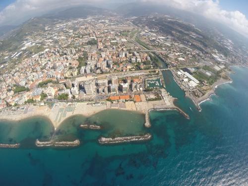 an aerial view of an island in the ocean at Hotel Arma Ristorante in Arma di Taggia